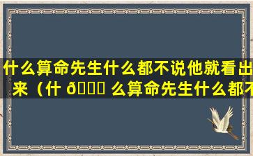 什么算命先生什么都不说他就看出来（什 🐞 么算命先生什么都不说他 🦁 就看出来了）